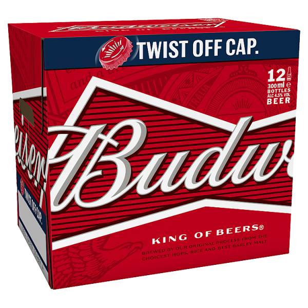 Budweiser Lager Beer Bottles 12 x 300ml