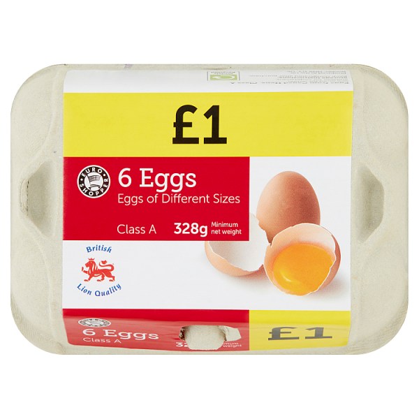 Euro Shopper 6 Eggs of Different Sizes 350g