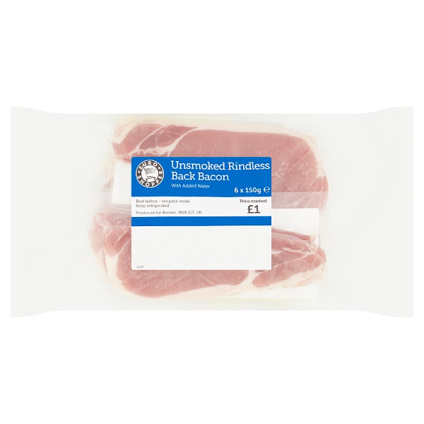 Euro Shopper Unsmoked Rindless Back Bacon 6 x 150g PM £1