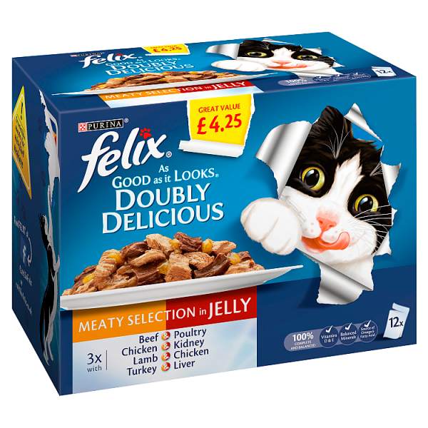 Felix As Good As It Looks Doubly Delicious Cat Food Mixed Jelly 12 x 100gPM £4.25