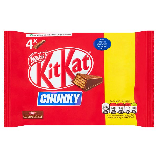 KITKAT Chunky Milk Chocolate Bar Multipack 32g 4 Pack
